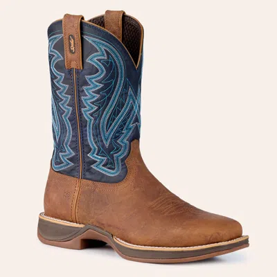 Durango Men's Rebel Ultra-lite Cognac Brown & Sapphire Blue Wide Square Toe Work Boots