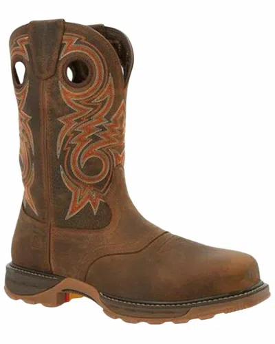 Pre-owned Durango Men's Saddle Waterproof Western Work Boot - Composite Toe - Ddb0365 In Brown