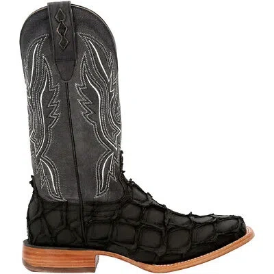Pre-owned Durango Premium Exotics Pirarucu Square Toe Cowboy Mens Black Casual Boots Ddb0