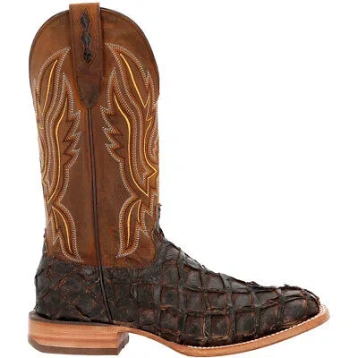 Pre-owned Durango Premium Exotics Pirarucu Square Toe Cowboy Mens Brown Casual Boots Ddb0