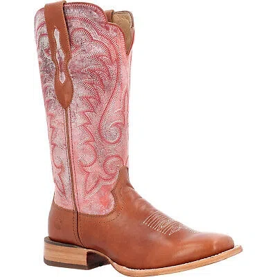Pre-owned Durango Womens Arena Pro Western Tawny/english Rose Leather Cowboy Boots