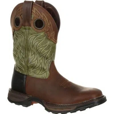 Pre-owned Durango Work Men's 11" Maverick Xp™ Soft Toe Waterproof Western Work Boot Brown/