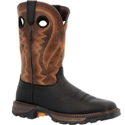 Pre-owned Durango Work Men's 11" Maverick Xp Soft Toe Western Work Boot Onyx/dark Bay - D In Onyx And Dark Bay