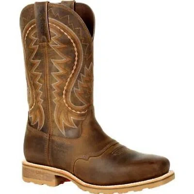 Pre-owned Durango Work Men's 12" Maverick Pro™ Steel Toe Pr Waterproof Western Work Boot R In Rugged Tan