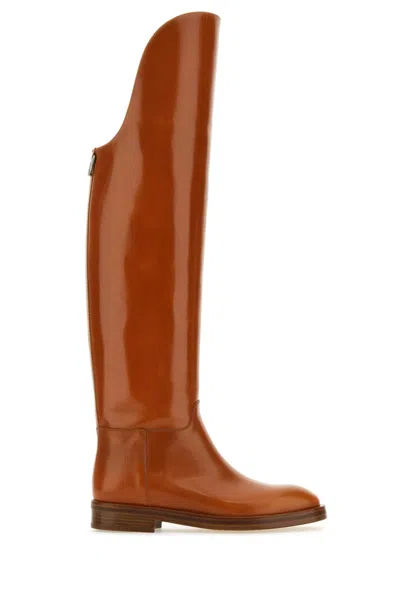 Durazzi Durable Calf Leather Equestrian Boots For Women In Brown