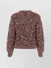 Durazzi Embroidered Fringe Knit Sweater With Ribbed Finish In Multi