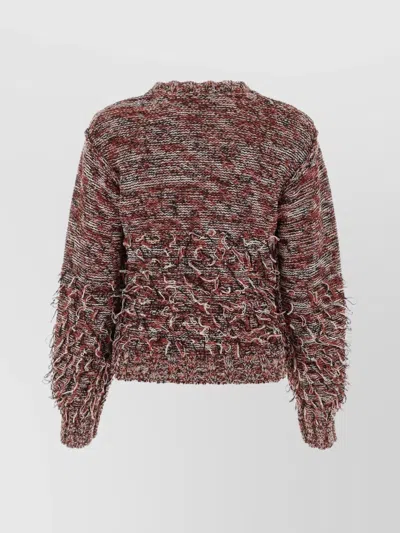 DURAZZI EMBROIDERED FRINGE KNIT SWEATER WITH RIBBED FINISH