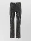 DURAZZI LEATHER PANT WITH FLARED SILHOUETTE AND EMBELLISHED POCKETS