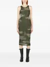 Durazzi Milano Knitted Intarsia Midi Dress In Green