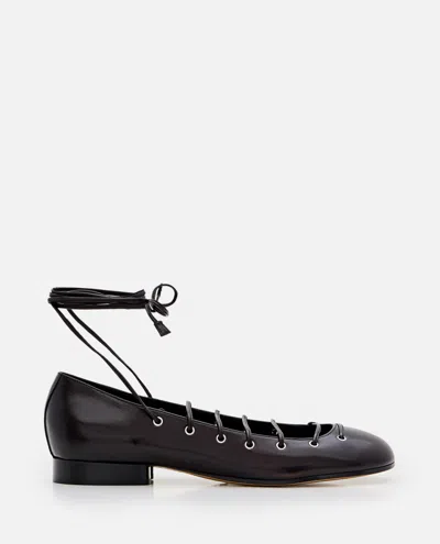 DURAZZI MILANO BLACK LEATHER BALLET FLATS