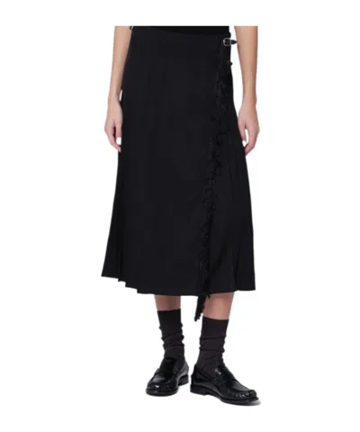 Durazzi Milano Black Virgin Wool Wrap Skirt
