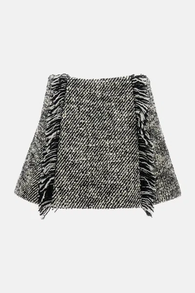 DURAZZI MILANO BLACK WOOL MINI TEXTURED SKIRT