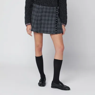 Durazzi Milano Patterned Wool-blend Mini Skirt In Blue