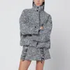 Durazzi Milano Black/white Patterned Wool Blend Bomber In Gray