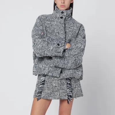 DURAZZI MILANO BLACK/WHITE PATTERNED WOOL-BLEND BOMBER