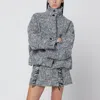 Durazzi Milano Black/white Patterned Wool Blend Bomber In Gray