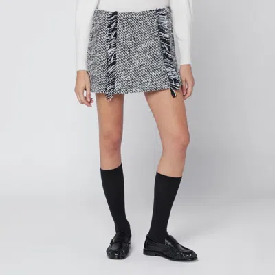 Durazzi Milano Black/white Patterned Wool-blend Mini Skirt