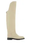 Durazzi Milano Beige Suede Equestrian Boots In Gold