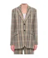 Durazzi Milano Tartan Check Single-breasted Jacket In Nude