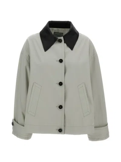 Durazzi Milano Ice White Relaxed Fit Cotton Jacket In Gray