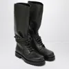 Durazzi Milano Dark Green High Combat Boots In Black