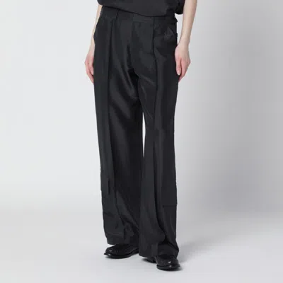 Durazzi Milano Dark Grey Silk Cargo Trousers In Black