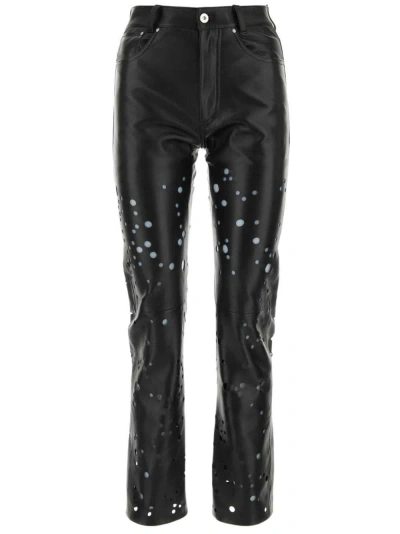 DURAZZI MILANO LASER-CUT LEATHER TROUSERS