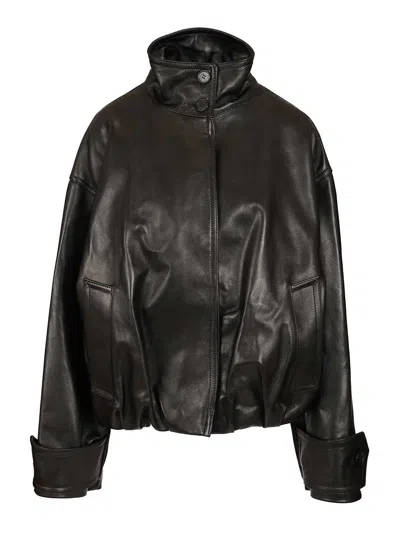 Durazzi Milano Leather Bomber Jacket Jackets Black