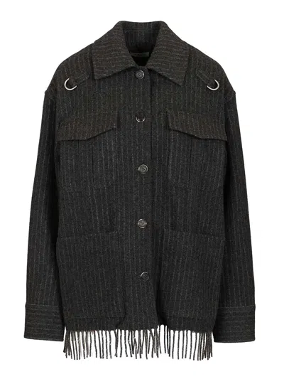 DURAZZI MILANO PINSTRIPE OVERSHIRT COATS GREY