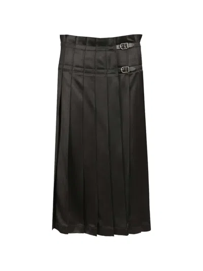 Durazzi Milano Pleated Buckle Skirt In Black