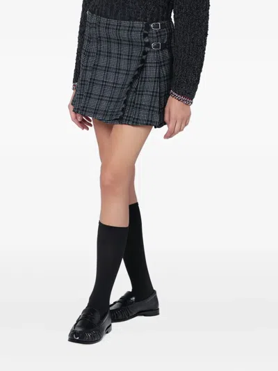 Durazzi Milano Patterned Wool-blend Mini Skirt In Blue