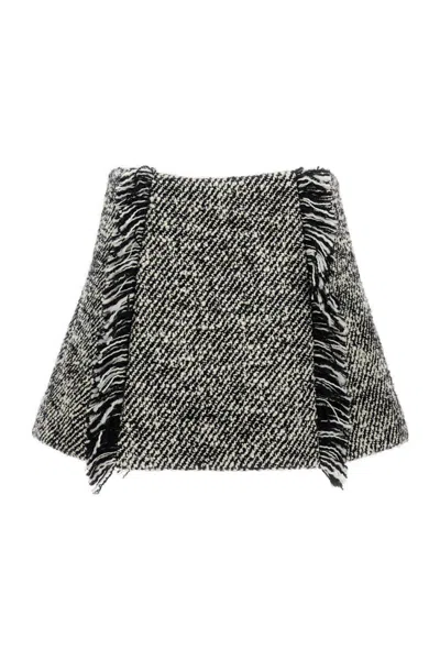 Durazzi Milano Quilted Wool Mini Skirt In Neutral