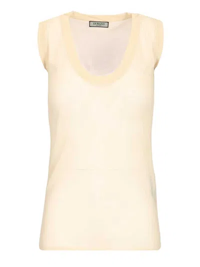 Durazzi Milano Semi-sheer Tank Top Tops Beige In Pink