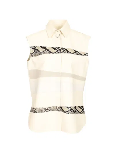 Durazzi Milano Sleeveless Leather Shirt Shirts White In Neutral