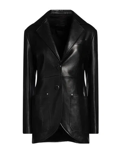 Durazzi Woman Blazer Black Size 6 Lambskin