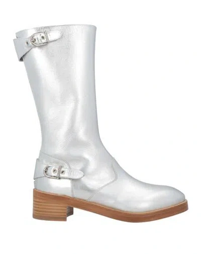 Durazzi Woman Boot Silver Size 10 Leather