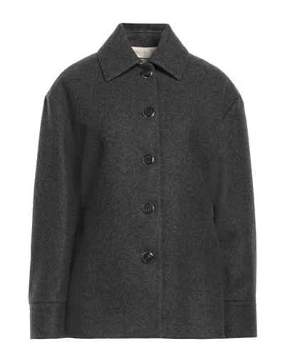 Durazzi Woman Jacket Lead Size 6 Virgin Wool, Polyamide, Alpaca Wool In Grey
