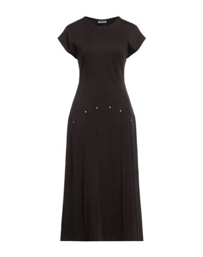 Durazzi Woman Midi Dress Dark Brown Size 6 Viscose, Polyamide, Elastane