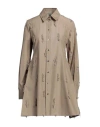 DURAZZI DURAZZI WOMAN MINI DRESS KHAKI SIZE 6 COTTON