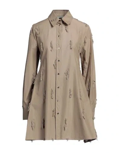 Durazzi Woman Mini Dress Khaki Size 6 Cotton In Beige