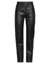 Durazzi Woman Pants Black Size 6 Lambskin In Black