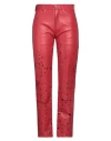 Durazzi Woman Pants Red Size 6 Lambskin In Red