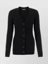 Durazzi Wool Cardigan With Deep V Neckline In Black