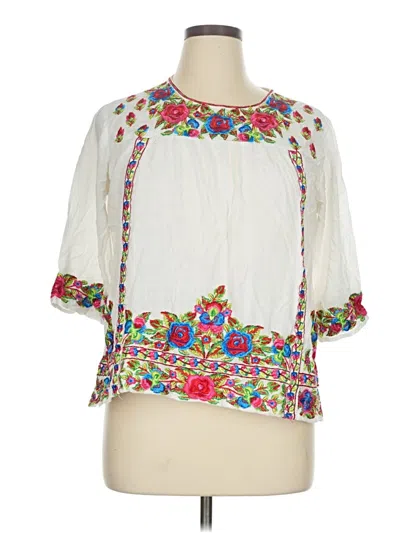 Pre-owned Durga-kali Short Sleeve Blouse In White