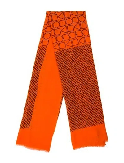 Pre-owned Duro Olowu Cashmere Printed Scarf In Orange