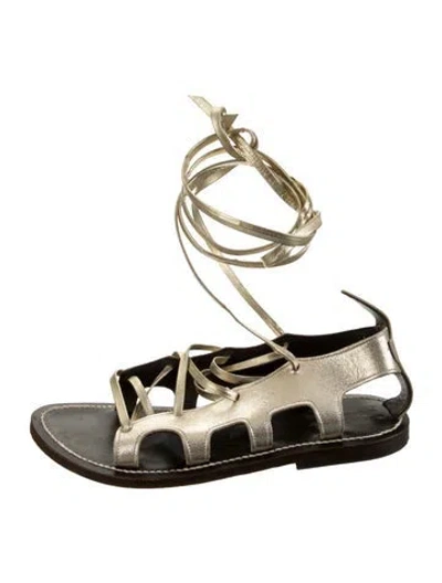 Pre-owned Duro Olowu Leather Gladiator Sandals In Gold