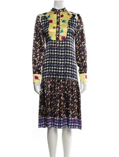 Pre-owned Duro Olowu Patterned Midi Length Dress In Black