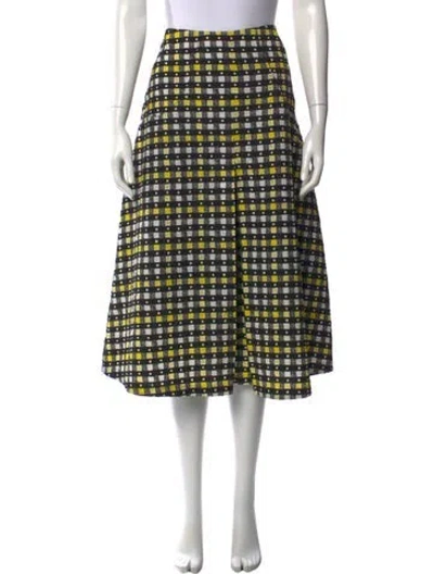 Pre-owned Duro Olowu Plaid Print Midi Length Skirt In Black