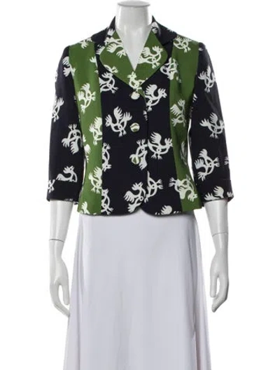 Pre-owned Duro Olowu Printed Blazer In Green