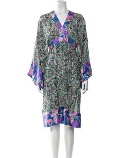 Pre-owned Duro Olowu Printed Midi Length Dress In Blue/green